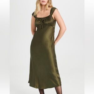 Madewell Square Neck Satin Midi Dress